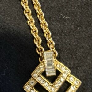 KJL Gold Tone Necklace And Pendant With Rhinestones /CZ Stone
